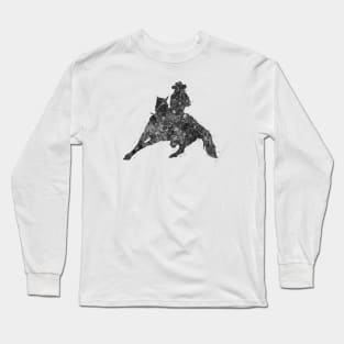 Barrel racing rider black and white Long Sleeve T-Shirt